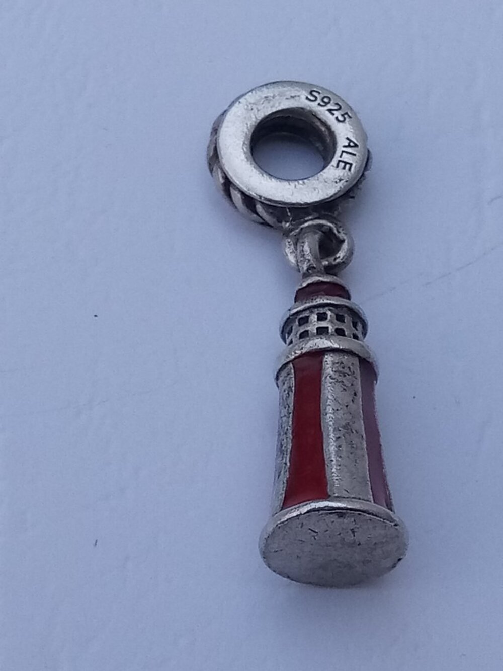Pandora Lighthouse Silver Red Enamel Dangle Nautical Bead Charm 791137EN42